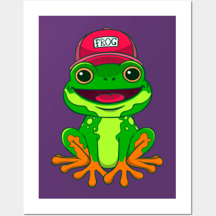 Frog Smiling Cartoon Posters and Art